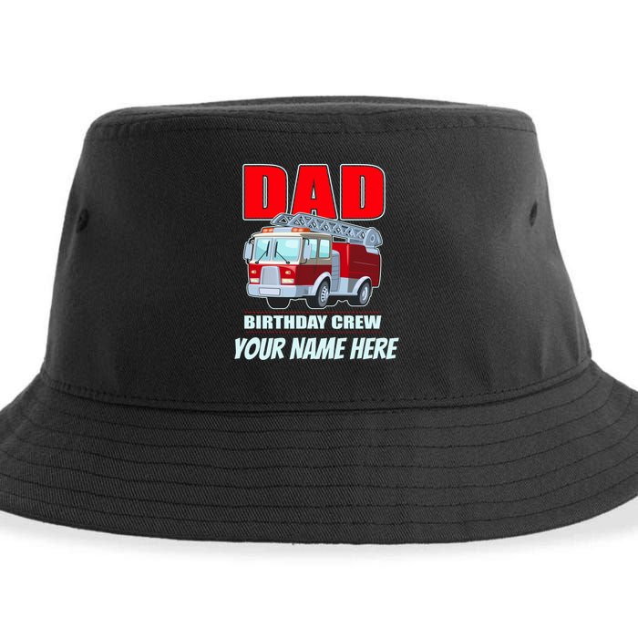 Personalized Custom Name Dad Funny Birthday Crew Firetruck Sustainable Bucket Hat