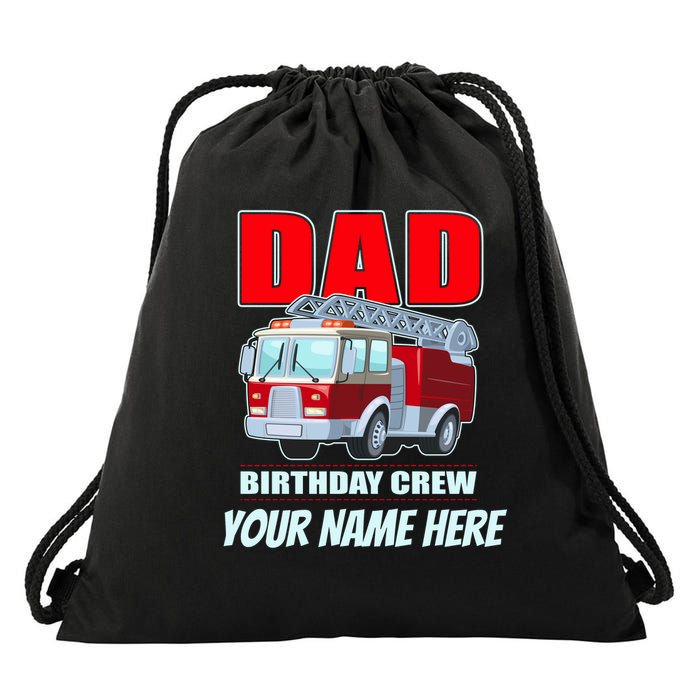 Personalized Custom Name Dad Funny Birthday Crew Firetruck Drawstring Bag