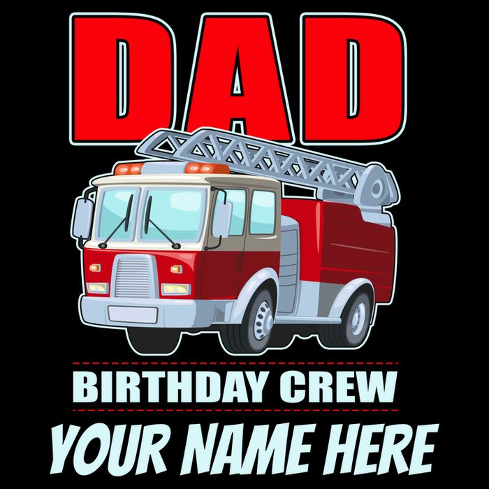 Personalized Custom Name Dad Funny Birthday Crew Firetruck Drawstring Bag