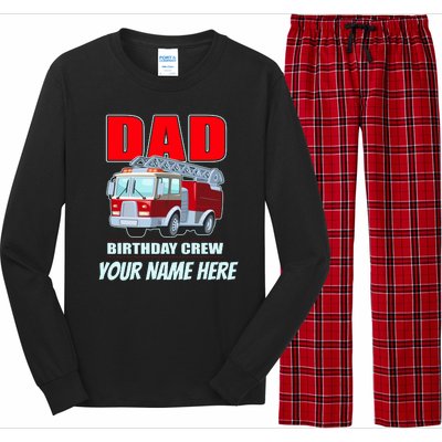 Personalized Custom Name Dad Funny Birthday Crew Firetruck Long Sleeve Pajama Set