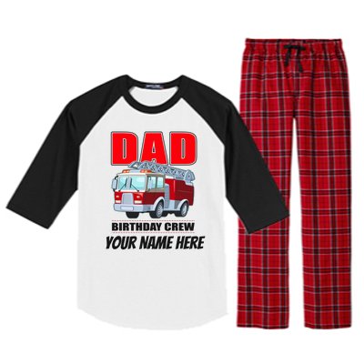 Personalized Custom Name Dad Funny Birthday Crew Firetruck Raglan Sleeve Pajama Set