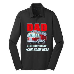 Personalized Custom Name Dad Funny Birthday Crew Firetruck Silk Touch Performance Long Sleeve Polo