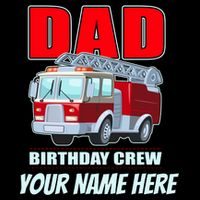 Personalized Custom Name Dad Funny Birthday Crew Firetruck Cropped Pullover Crew