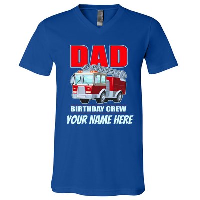 Personalized Custom Name Dad Funny Birthday Crew Firetruck V-Neck T-Shirt
