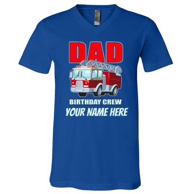 Personalized Custom Name Dad Funny Birthday Crew Firetruck V-Neck T-Shirt