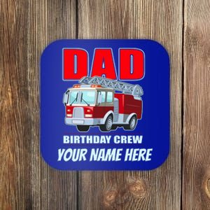 Personalized Custom Name Dad Funny Birthday Crew Firetruck Coaster