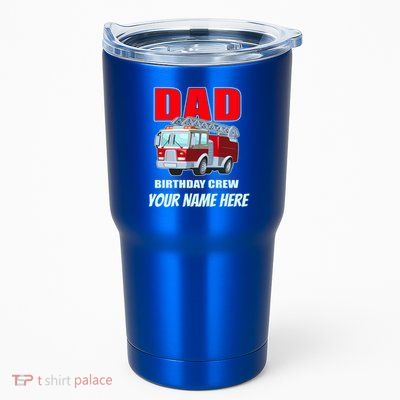 Personalized Custom Name Dad Funny Birthday Crew Firetruck Tumbler
