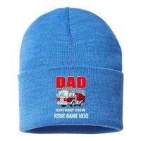 Personalized Custom Name Dad Funny Birthday Crew Firetruck Sustainable Knit Beanie