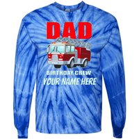 Personalized Custom Name Dad Funny Birthday Crew Firetruck Tie-Dye Long Sleeve Shirt