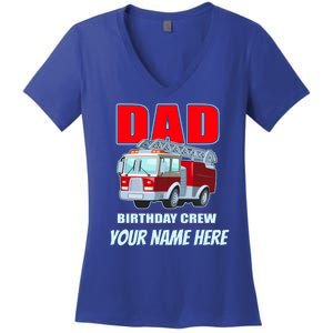 Personalized Custom Name Dad Funny Birthday Crew Firetruck Women's V-Neck T-Shirt