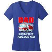 Personalized Custom Name Dad Funny Birthday Crew Firetruck Women's V-Neck T-Shirt