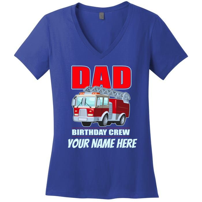 Personalized Custom Name Dad Funny Birthday Crew Firetruck Women's V-Neck T-Shirt