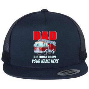 Personalized Custom Name Dad Funny Birthday Crew Firetruck Flat Bill Trucker Hat