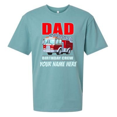 Personalized Custom Name Dad Funny Birthday Crew Firetruck Sueded Cloud Jersey T-Shirt