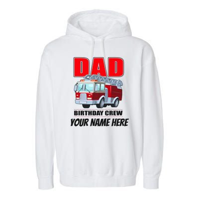 Personalized Custom Name Dad Funny Birthday Crew Firetruck Garment-Dyed Fleece Hoodie