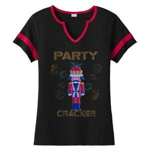 Party Cracker New Years Eve Holiday Nutcracker Squad Ladies Halftime Notch Neck Tee