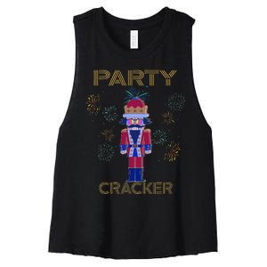 Party Cracker New Years Eve Holiday Nutcracker Squad Women's Racerback Cropped Tank