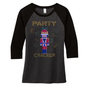 Party Cracker New Years Eve Holiday Nutcracker Squad Women's Tri-Blend 3/4-Sleeve Raglan Shirt