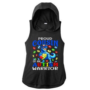 Proud Cousin Of An Autism Warrior Dinosaur Gift Ladies PosiCharge Tri-Blend Wicking Draft Hoodie Tank