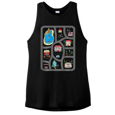 Play Cars On DadS Back Mat Road Car Race Track Ladies PosiCharge Tri-Blend Wicking Tank