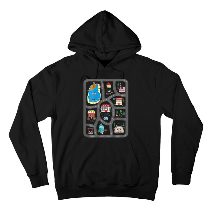 Play Cars On DadS Back Mat Road Car Race Track Hoodie