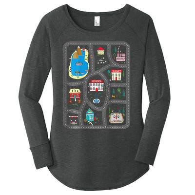 Play Cars On DadS Back Mat Road Car Race Track Women's Perfect Tri Tunic Long Sleeve Shirt