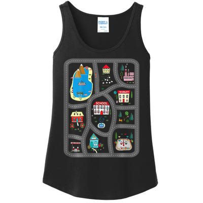 Play Cars On DadS Back Mat Road Car Race Track Ladies Essential Tank