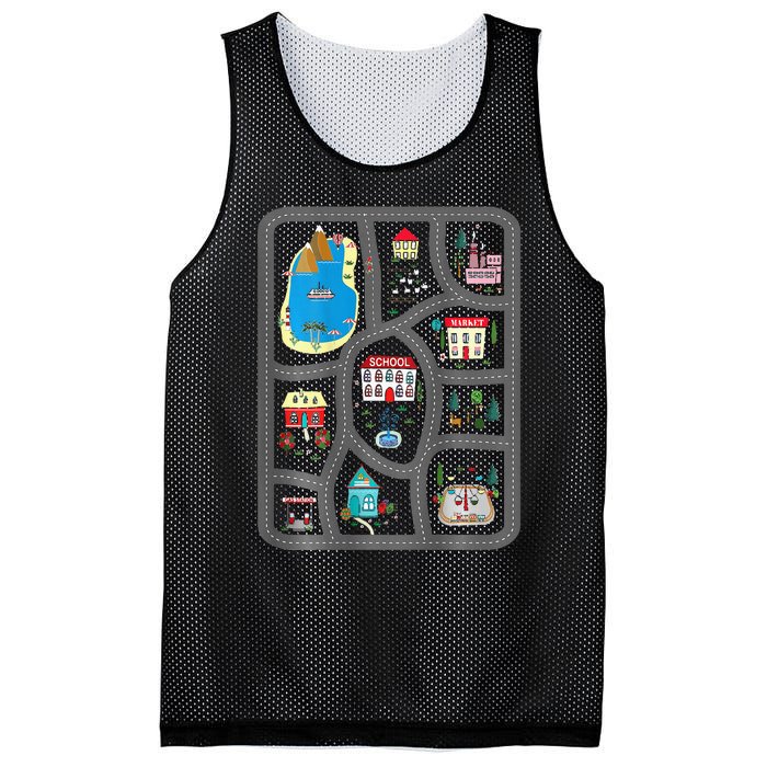 Play Cars On DadS Back Mat Road Car Race Track Mesh Reversible Basketball Jersey Tank