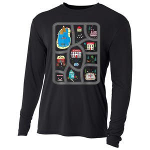 Play Cars On DadS Back Mat Road Car Race Track Cooling Performance Long Sleeve Crew