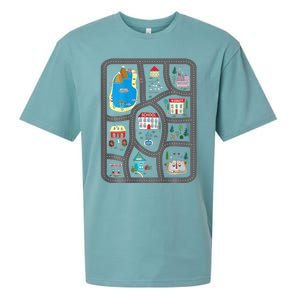 Play Cars On DadS Back Mat Road Car Race Track Sueded Cloud Jersey T-Shirt