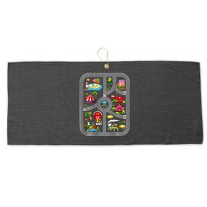 Play Cars On Dads Back Mat Road Car Race Track Large Microfiber Waffle Golf Towel