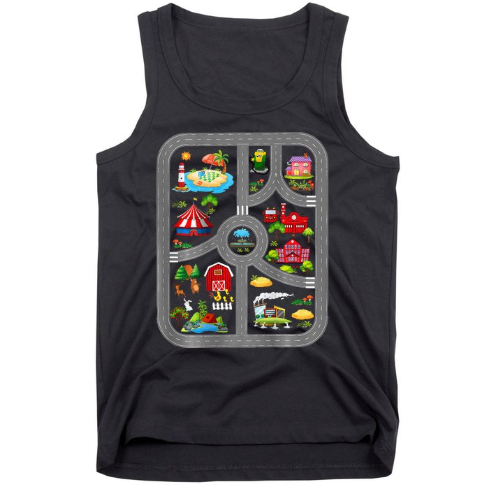 Play Cars On Dads Back Mat Road Car Race Track Tank Top