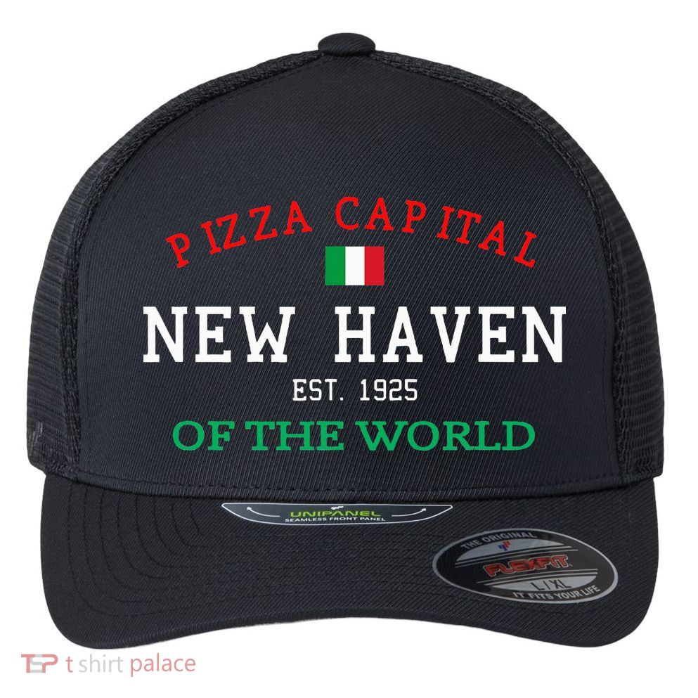 Pizza Capital Of The World New Haven Connecticut Flexfit Unipanel Trucker Cap