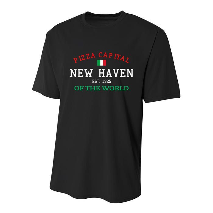 Pizza Capital Of The World New Haven Connecticut Youth Performance Sprint T-Shirt