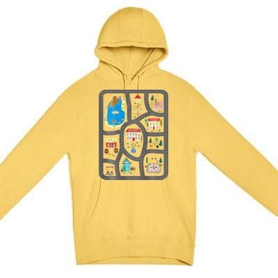 Play Cars On DadS Back Mat Road Car Race Track Premium Pullover Hoodie