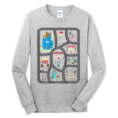 Play Cars On DadS Back Mat Road Car Race Track Tall Long Sleeve T-Shirt