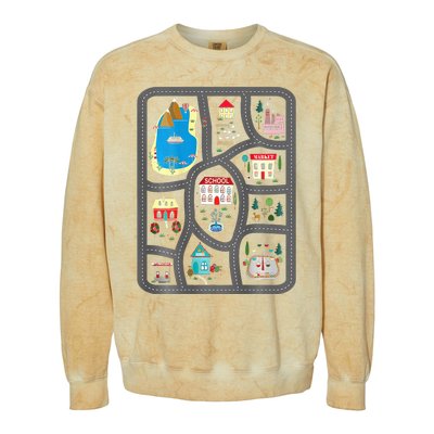 Play Cars On DadS Back Mat Road Car Race Track Colorblast Crewneck Sweatshirt