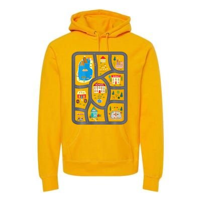 Play Cars On DadS Back Mat Road Car Race Track Premium Hoodie