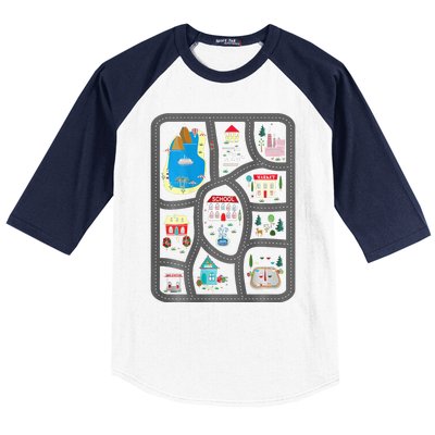 Play Cars On DadS Back Mat Road Car Race Track Baseball Sleeve Shirt