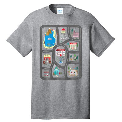 Play Cars On DadS Back Mat Road Car Race Track Tall T-Shirt