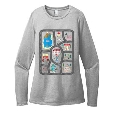 Play Cars On DadS Back Mat Road Car Race Track Womens CVC Long Sleeve Shirt