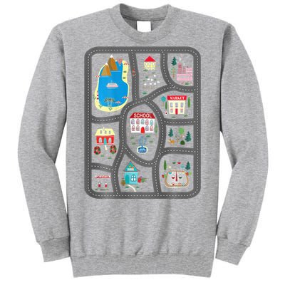 Play Cars On DadS Back Mat Road Car Race Track Tall Sweatshirt