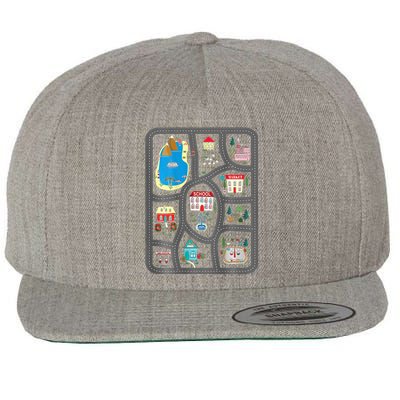 Play Cars On DadS Back Mat Road Car Race Track Wool Snapback Cap