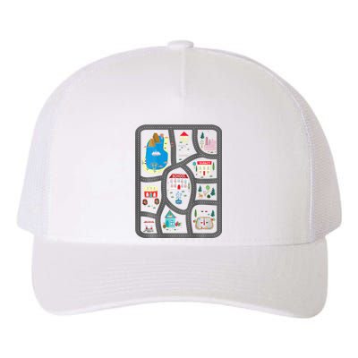 Play Cars On DadS Back Mat Road Car Race Track Yupoong Adult 5-Panel Trucker Hat