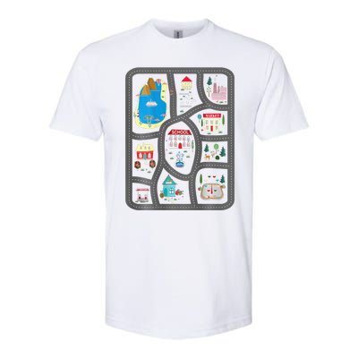 Play Cars On DadS Back Mat Road Car Race Track Softstyle CVC T-Shirt