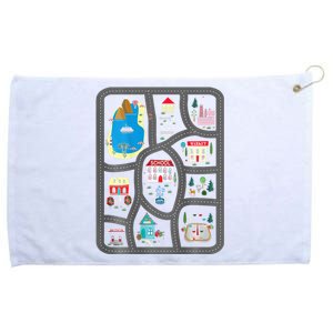 Play Cars On DadS Back Mat Road Car Race Track Grommeted Golf Towel