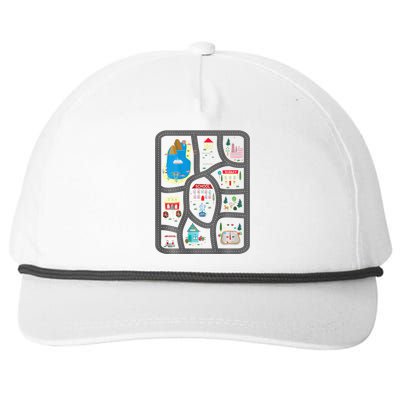 Play Cars On DadS Back Mat Road Car Race Track Snapback Five-Panel Rope Hat