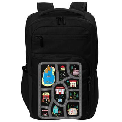 Play Cars On Dads Back Mat Road Car Race Track Gift Impact Tech Backpack