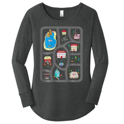 Play Cars On Dads Back Mat Road Car Race Track Gift Women's Perfect Tri Tunic Long Sleeve Shirt