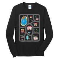 Play Cars On Dads Back Mat Road Car Race Track Gift Tall Long Sleeve T-Shirt